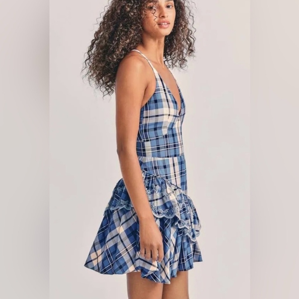 LoveShackFancy Blue Plaid Women's Dress & Matching Hair Bow